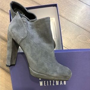 Stuart Weitzman Grey Suede Leather Ankle Boots NIB